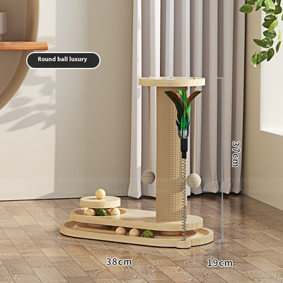 Timber Scratch Tower - Solid Wood Cat Post & Toys