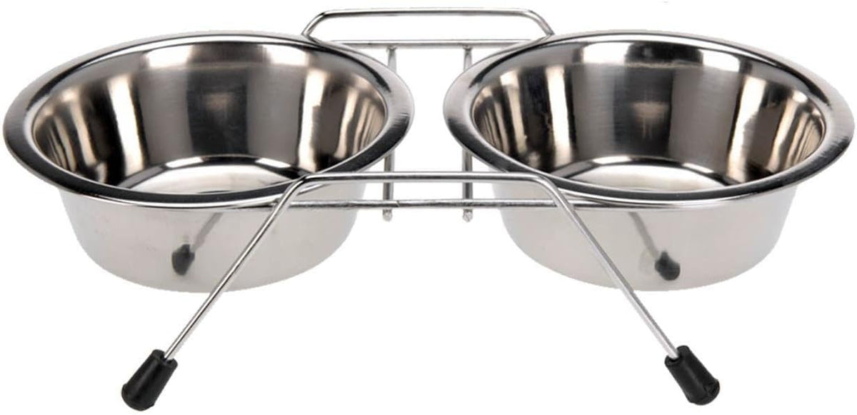 King International Raised Pet Bowls for Dogs and Cats high Elevated Dog Bowls Raised Dog Bowls with 2 Bowls Iron Stand Base Double Bowl Stand Two Steel Removable (3 INCH)