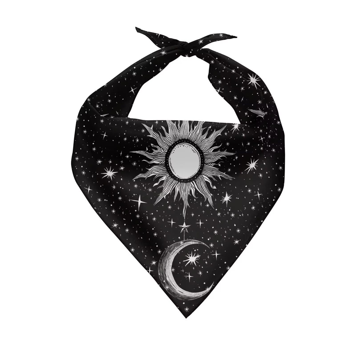 KEIAHUAN Sun and Moon Dog Banana Dog Scarf Adjustable Bib Handkerchief Triangle Bib Reversible Kerchief Scarf Pet Accessories Decor Black