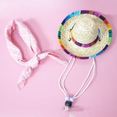 Pet Summer Hat & Scarf Set