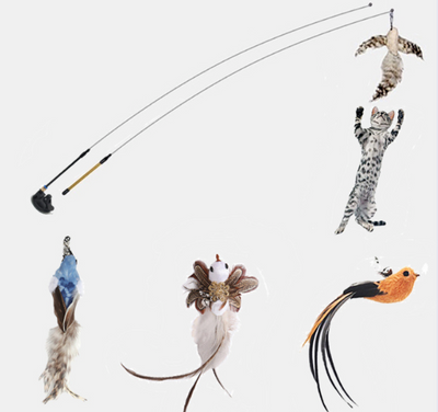 Feather Chase Wand - Steel-Wire Cat Teaser